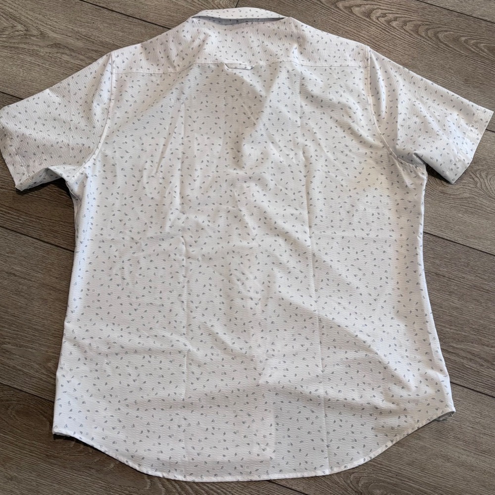 7 Diamonds Button Down Shirt Mens XL White Grey Pattern 4-Way Stretch Casual - Picture 7 of 7